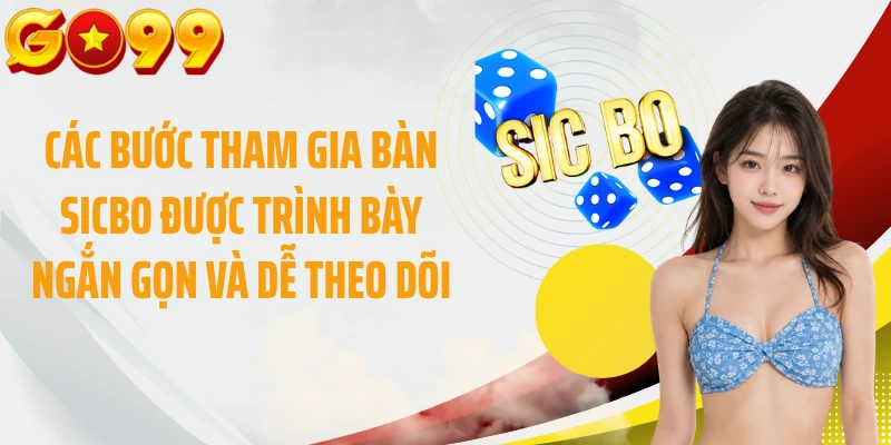 Các bước tham gia bàn Sicbo được trình bày ngắn gọn và dễ theo dõi